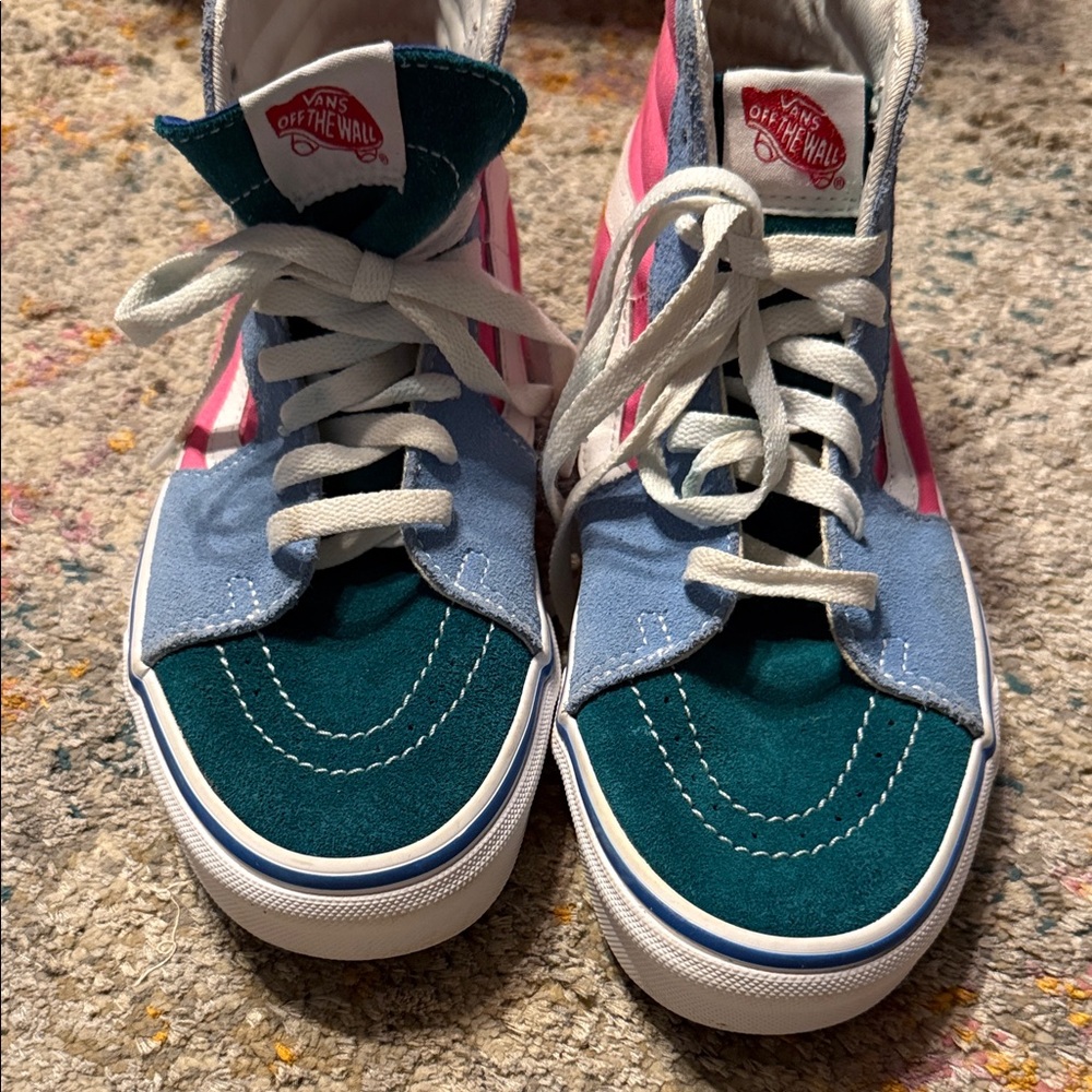 Van High-Top Sk8-Hi Colorblock Suede/Canvas Skate Sneakers 7.5/9 - Picture 3 of 9
